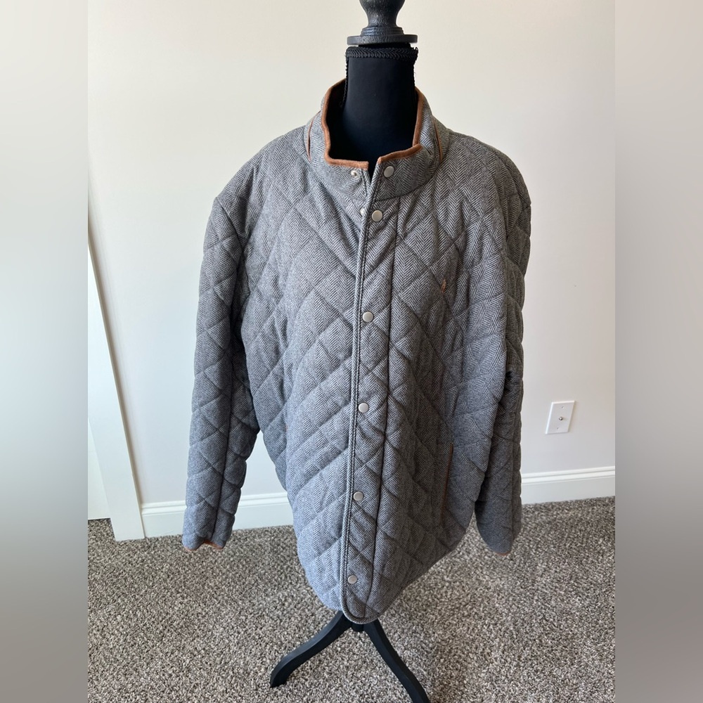 Men's Southern Casanova Grey/Brown Quilted Jacket with dog logo on chest  XL